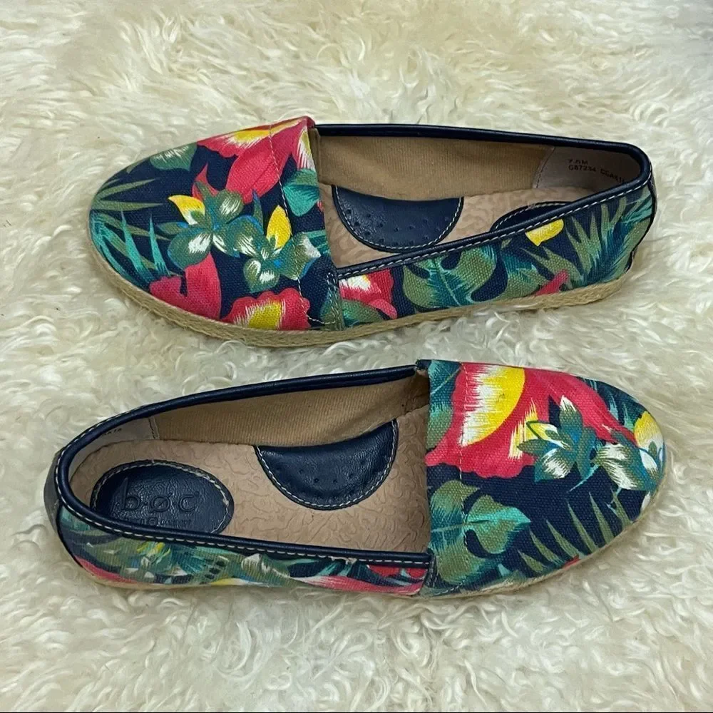 B.o.c Tropical Floral Espadrille Flat Canvas Loafer 7.5